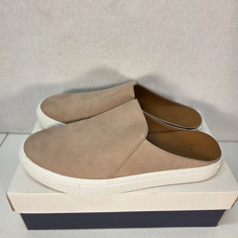 NWB Caslon Nellie Suede Slip-On Leather Sneaker Mule Beige Taupe Womens 9M - Picture 4 of 11